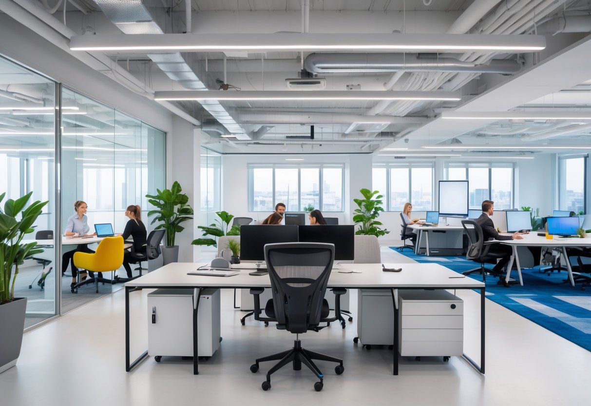 Stort skrivebord på kontor